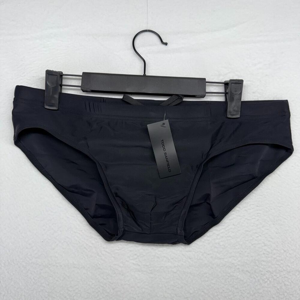Todd Sanfield Swim Brief Mens Small Black Onyx Sand Deep Swimsuit Solid NEW